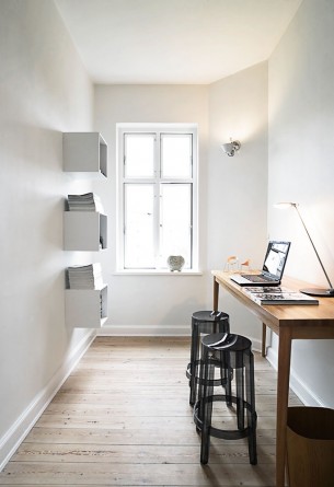 Black and White Apartment Workspace