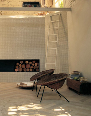 Beige tiles living room and loft