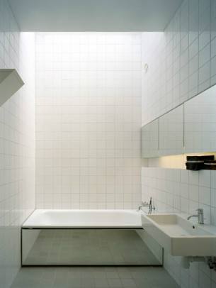 All White Brick Bathroom