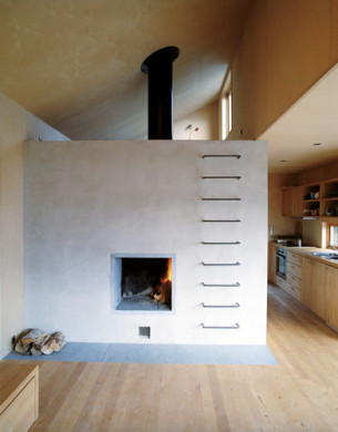 Concrete Fireplace with Mini Stair