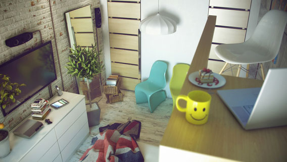 Casual-Loft-Style-Living-interior-design-Maxim-Zhukov-White-decor-exposed-brick-wall